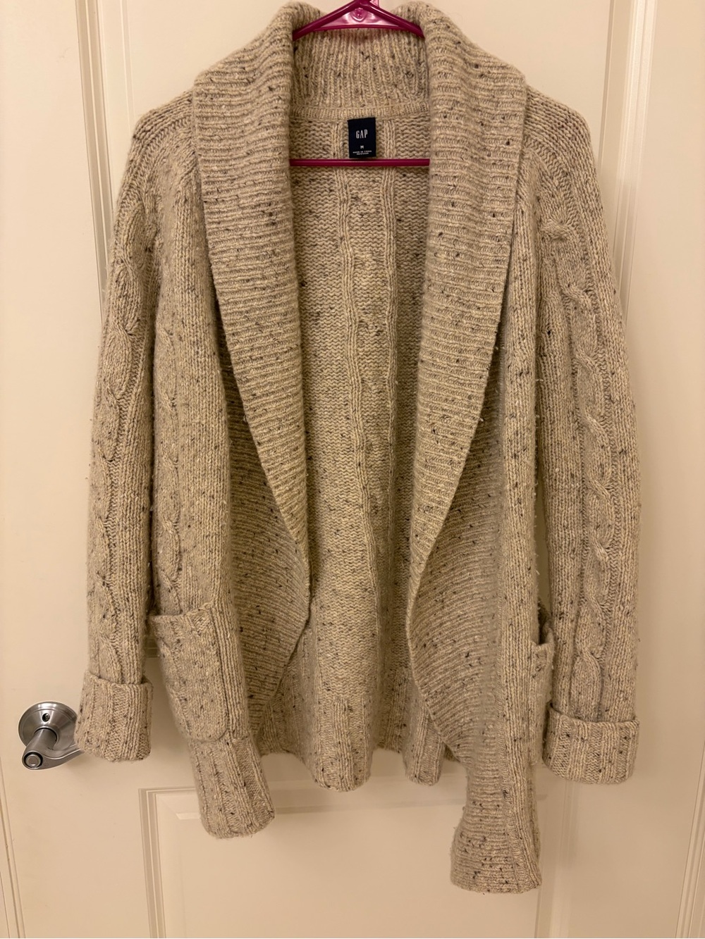 Vintage Gap Tweed Cable-Knit Shawl Cardigan